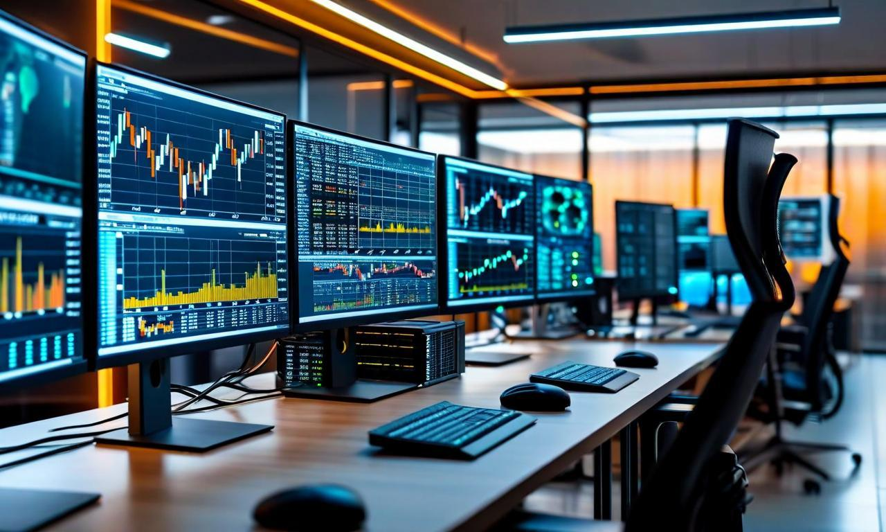 Financial candlestick chart on a trading screen